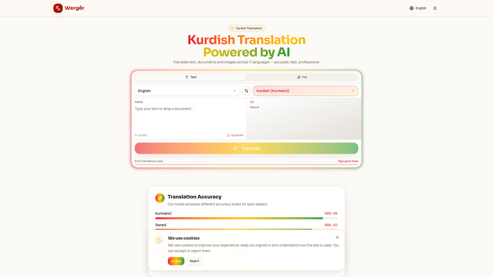 Wergêr — KI-Übersetzung für Kurdische Dialekte